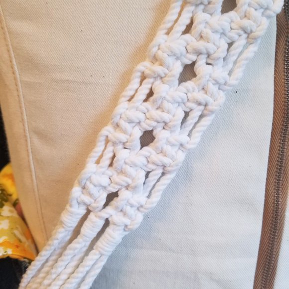 Handmade Denim Purse Macrame Strap Vintage Fabrics - Picture 6 of 10